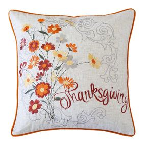 Thanksgiving Embroidered Autumn Harvest 20x20 Throw Pillow - Omega Lifestyles