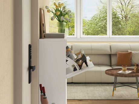 Tipping Bucket Narrow Storage Organizer With Anti-Tip Safety - Omega Lifestyles