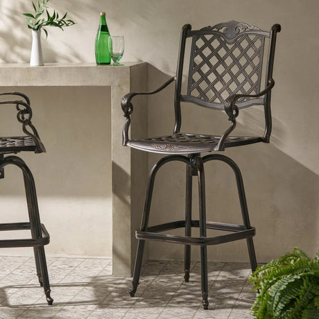 Traditional Copper Aluminum Swivel Outdoor Bar Stool - Omega Lifestyles