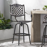 Traditional Copper Aluminum Swivel Outdoor Bar Stool - Omega Lifestyles