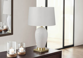Transitional 26-Inch White Ceramic Table Lamp - Omega Lifestyles