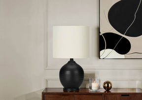 Transitional Black Ceramic Table Lamp With Ivory Shade - Omega Lifestyles