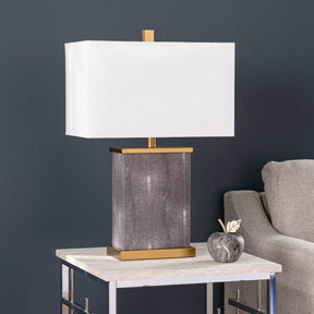Transitional Black Iron Table Lamp With Linen Shade - Omega Lifestyles