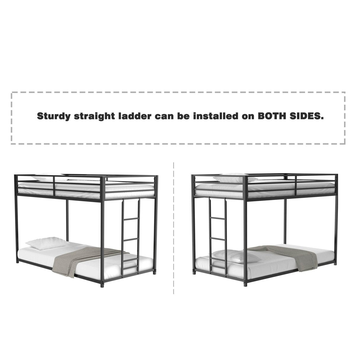 Twin Classic Metal Twin Over Twin Bunk Bed Frame - Serenova - Omega Lifestyles