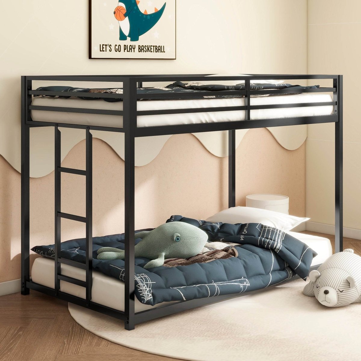 Twin Classic Metal Twin Over Twin Bunk Bed Frame - Serenova - Omega Lifestyles