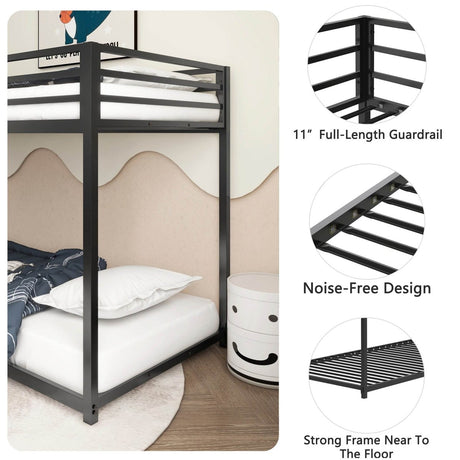 Twin Classic Metal Twin Over Twin Bunk Bed Frame - Serenova - Omega Lifestyles