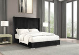 Twin Contemporary Black Fur Chenille Fabric Bed Frame - Serenova - Omega Lifestyles