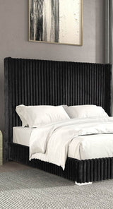 Twin Contemporary Black Fur Chenille Fabric Bed Frame - Serenova - Omega Lifestyles