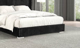 Twin Contemporary Black Fur Chenille Fabric Bed Frame - Serenova - Omega Lifestyles