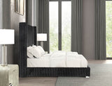Twin Contemporary Black Fur Chenille Fabric Bed Frame - Serenova - Omega Lifestyles