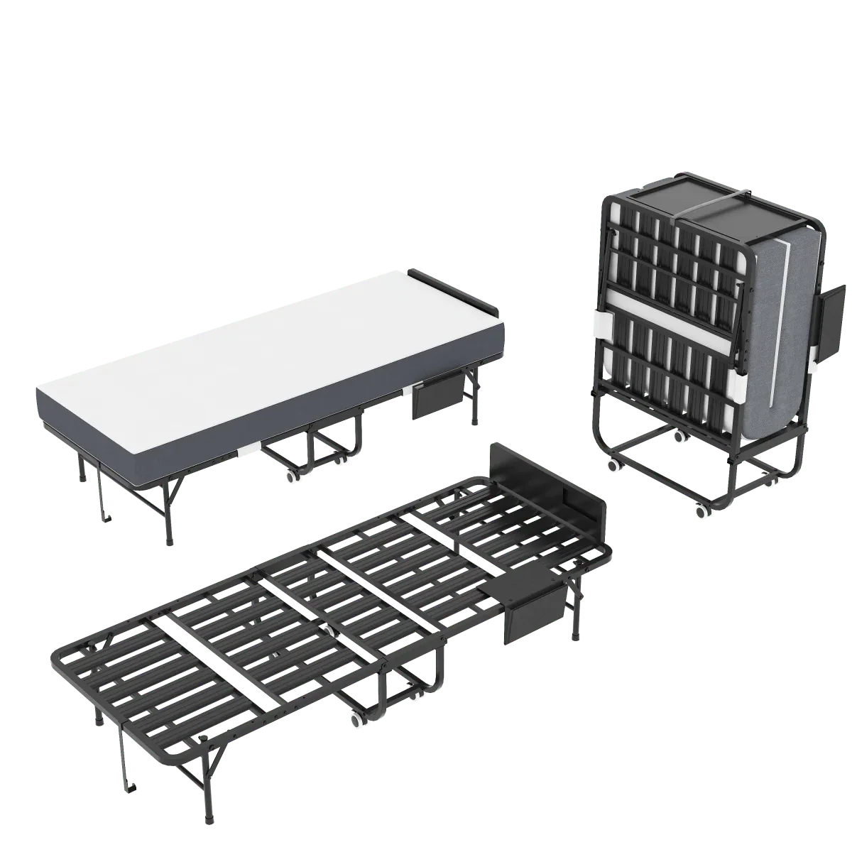 Twin Folding Bed Frame With Adjustable Headboard And 5-Inch Memory Foam Mattress - Omega Lifestyles
