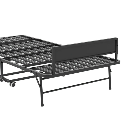 Twin Folding Bed Frame With Adjustable Headboard And 5-Inch Memory Foam Mattress - Omega Lifestyles