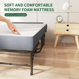 Twin Folding Bed Frame With Adjustable Headboard And 5-Inch Memory Foam Mattress - Omega Lifestyles