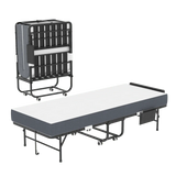 Twin Folding Bed Frame With Adjustable Headboard And 5-Inch Memory Foam Mattress - Omega Lifestyles