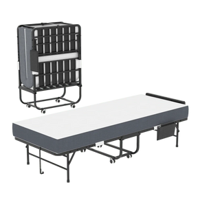 Twin Folding Bed Frame With Adjustable Headboard And 5-Inch Memory Foam Mattress - Omega Lifestyles