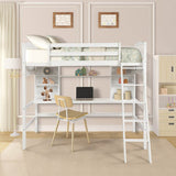 Twin Loft Bed With Desk Shelves And Solid Wood - Serenova - Omega Lifestyles