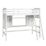 Twin Loft Bed With Desk Shelves And Solid Wood - Serenova - Omega Lifestyles