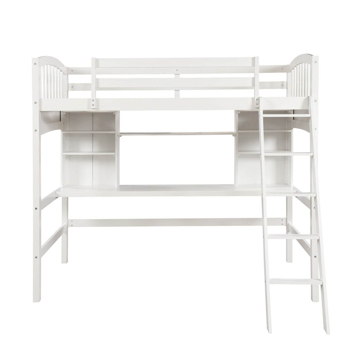 Twin Loft Bed With Desk Shelves And Solid Wood - Serenova - Omega Lifestyles