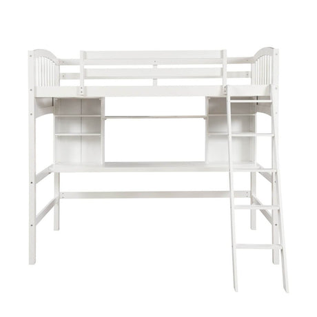 Twin Loft Bed With Desk Shelves And Solid Wood - Serenova - Omega Lifestyles
