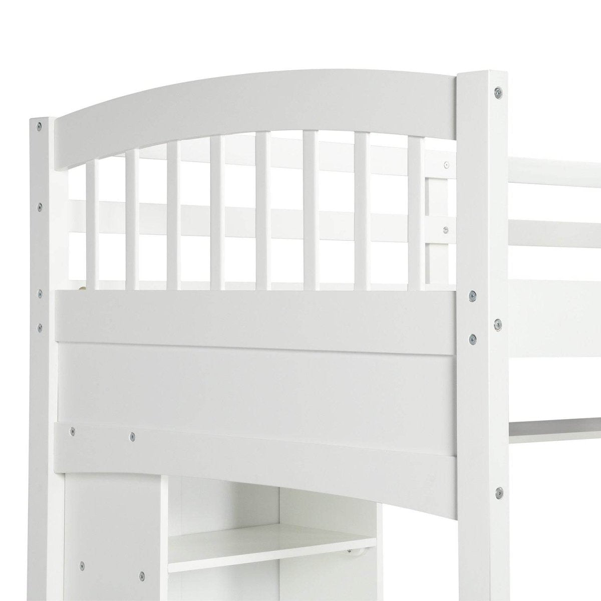 Twin Loft Bed With Desk Shelves And Solid Wood - Serenova - Omega Lifestyles