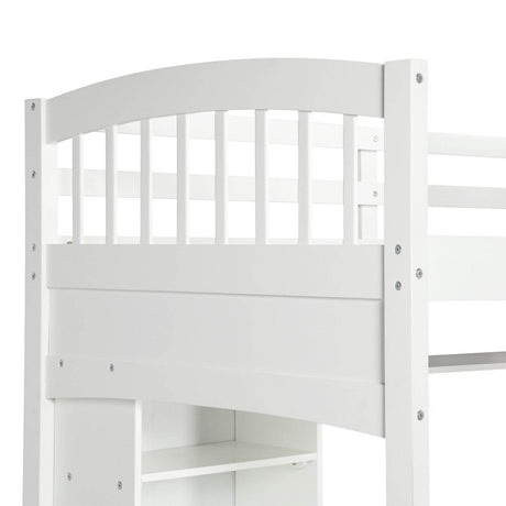 Twin Loft Bed With Desk Shelves And Solid Wood - Serenova - Omega Lifestyles