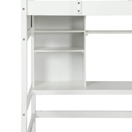 Twin Loft Bed With Desk Shelves And Solid Wood - Serenova - Omega Lifestyles