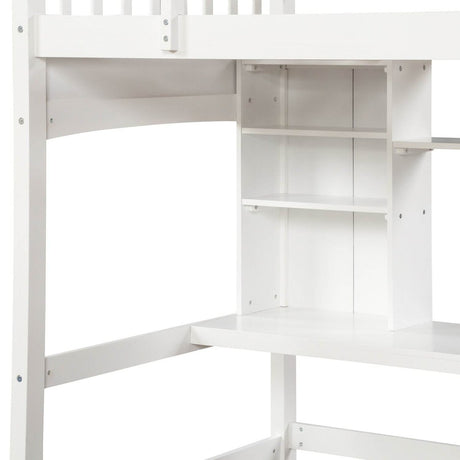 Twin Loft Bed With Desk Shelves And Solid Wood - Serenova - Omega Lifestyles
