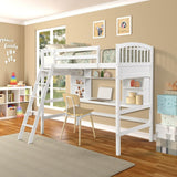Twin Loft Bed With Desk Shelves And Solid Wood - Serenova - Omega Lifestyles