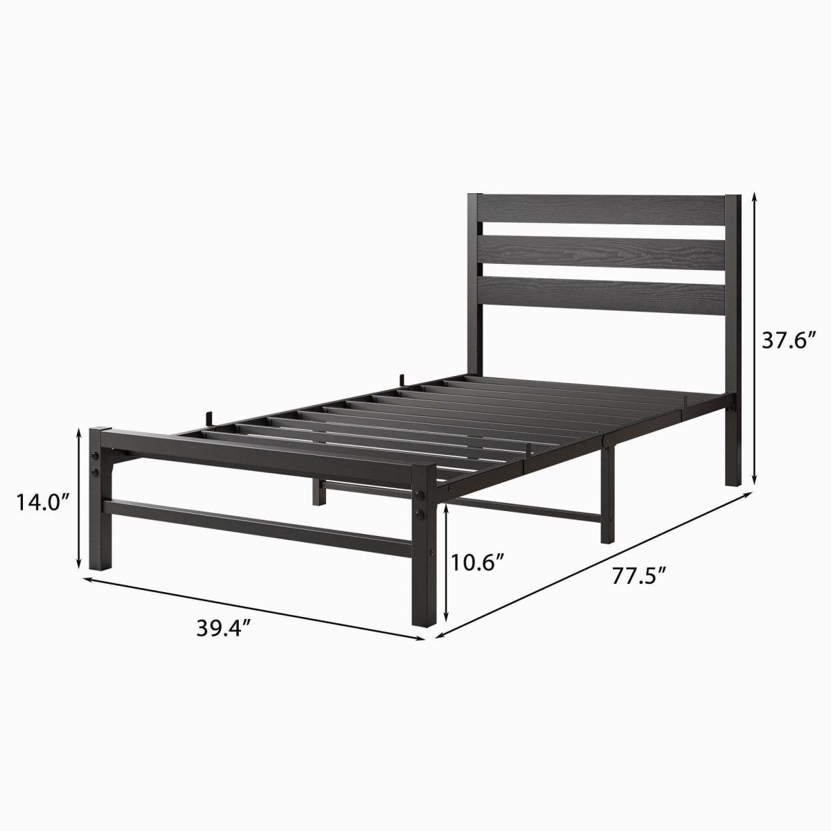 Twin Metal And Wood Platform Bed Frame With Storage - Serenova - Omega Lifestyles