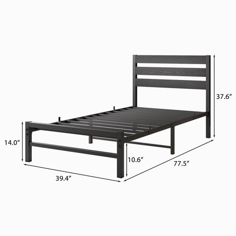 Twin Metal And Wood Platform Bed Frame With Storage - Serenova - Omega Lifestyles