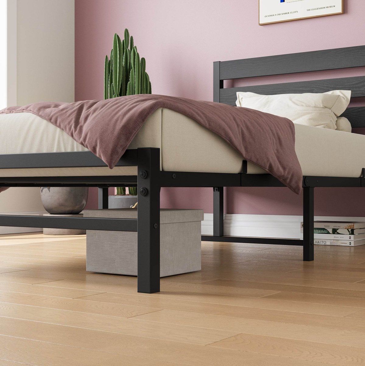 Twin Metal And Wood Platform Bed Frame With Storage - Serenova - Omega Lifestyles