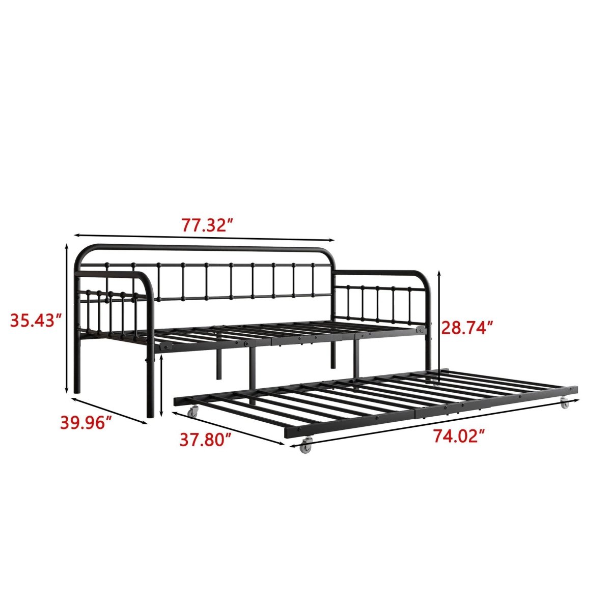 Twin Metal Frame Daybed With Trundle And Headboard - Serenova - Omega Lifestyles
