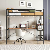 Twin Metal Loft Bed Frame With L-Shaped Desk And Charging - Omega Lifestyles