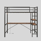 Twin Metal Loft Bed Frame With L-Shaped Desk And Charging - Omega Lifestyles
