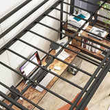Twin Metal Loft Bed Frame With L-Shaped Desk And Charging - Omega Lifestyles