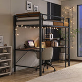 Twin Metal Loft Bed Frame With L-Shaped Desk And Charging - Omega Lifestyles