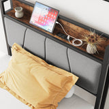 Twin Metal Wood Bed Frame With Storage Headboard - Serenova - Omega Lifestyles