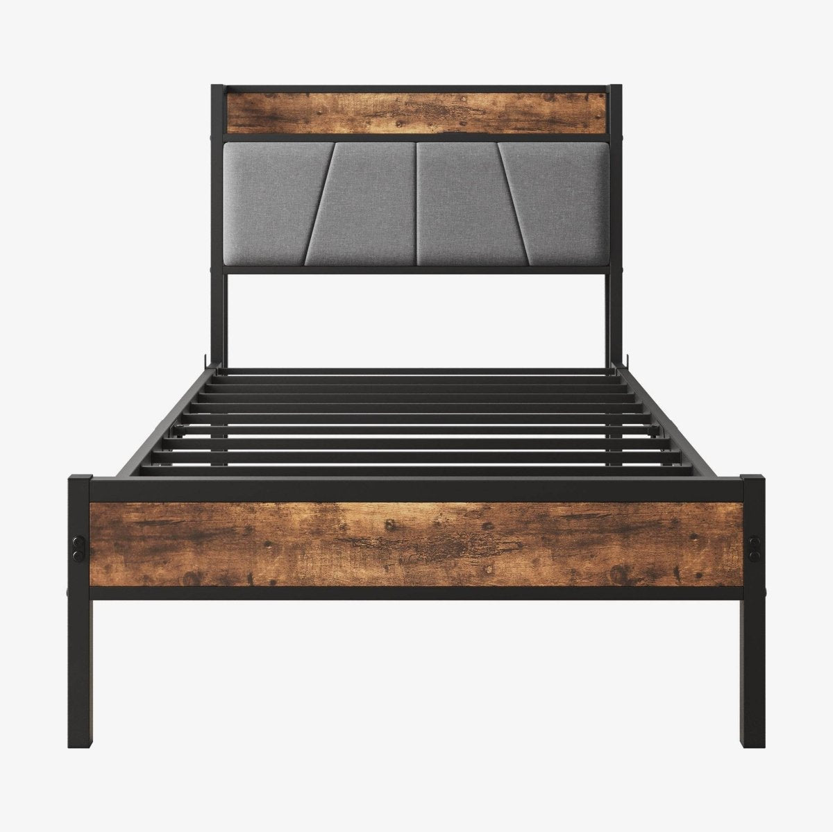 Twin Metal Wood Bed Frame With Storage Headboard - Serenova - Omega Lifestyles