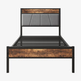 Twin Metal Wood Bed Frame With Storage Headboard - Serenova - Omega Lifestyles