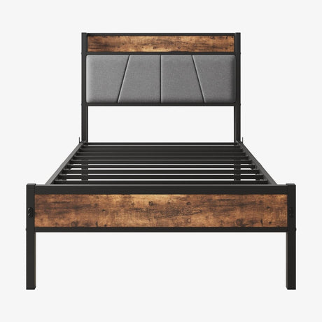 Twin Metal Wood Bed Frame With Storage Headboard - Serenova - Omega Lifestyles