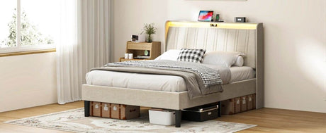 Twin Metal Wood Platform Bed Frame With Upholstered Headboard - Serenova - Omega Lifestyles