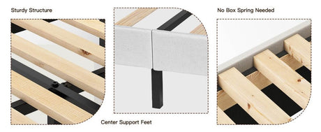 Twin Metal Wood Platform Bed Frame With Upholstered Headboard - Serenova - Omega Lifestyles