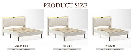 Twin Metal Wood Platform Bed Frame With Upholstered Headboard - Serenova - Omega Lifestyles