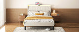 Twin Metal Wood Platform Bed Frame With Upholstered Headboard - Serenova - Omega Lifestyles