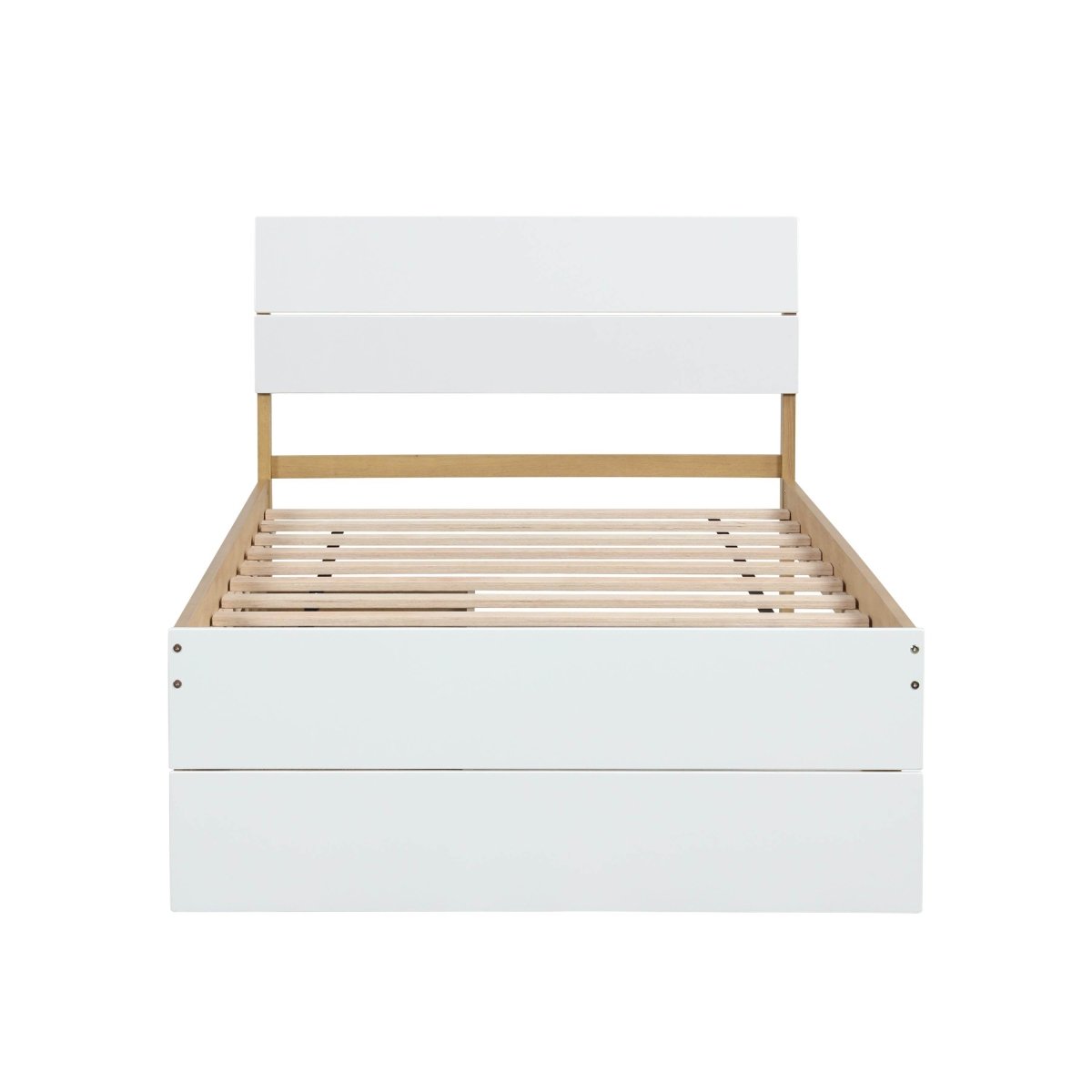 Twin Modern White High Gloss Bed Frame With Drawers - Serenova - Omega Lifestyles