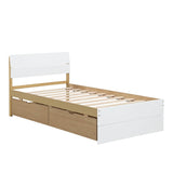 Twin Modern White High Gloss Bed Frame With Drawers - Serenova - Omega Lifestyles