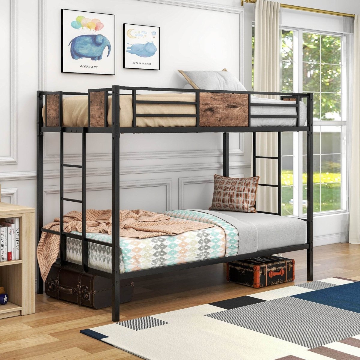 Twin Over Twin Heavy Duty Metal Bunk Bed Frame - Serenova - Omega Lifestyles