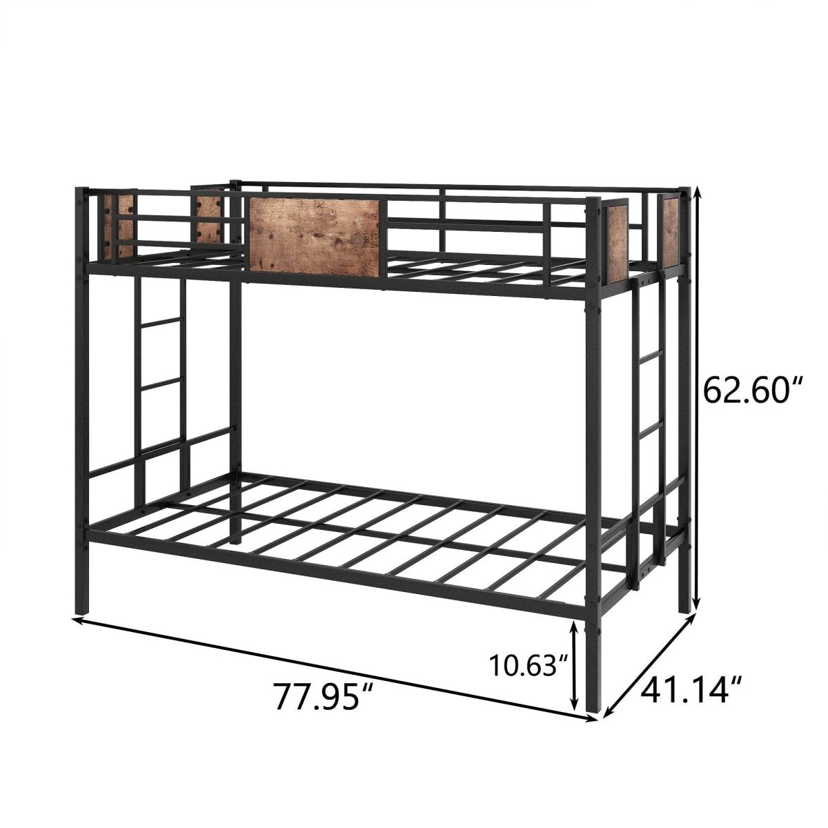 Twin Over Twin Heavy Duty Metal Bunk Bed Frame - Serenova - Omega Lifestyles