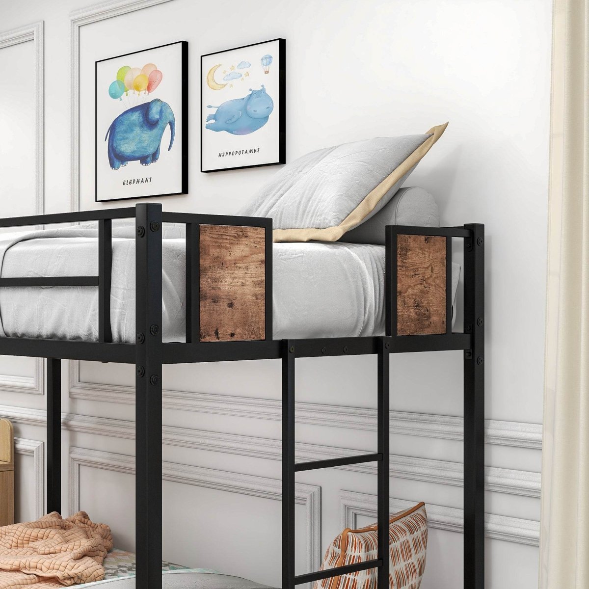 Twin Over Twin Heavy Duty Metal Bunk Bed Frame - Serenova - Omega Lifestyles