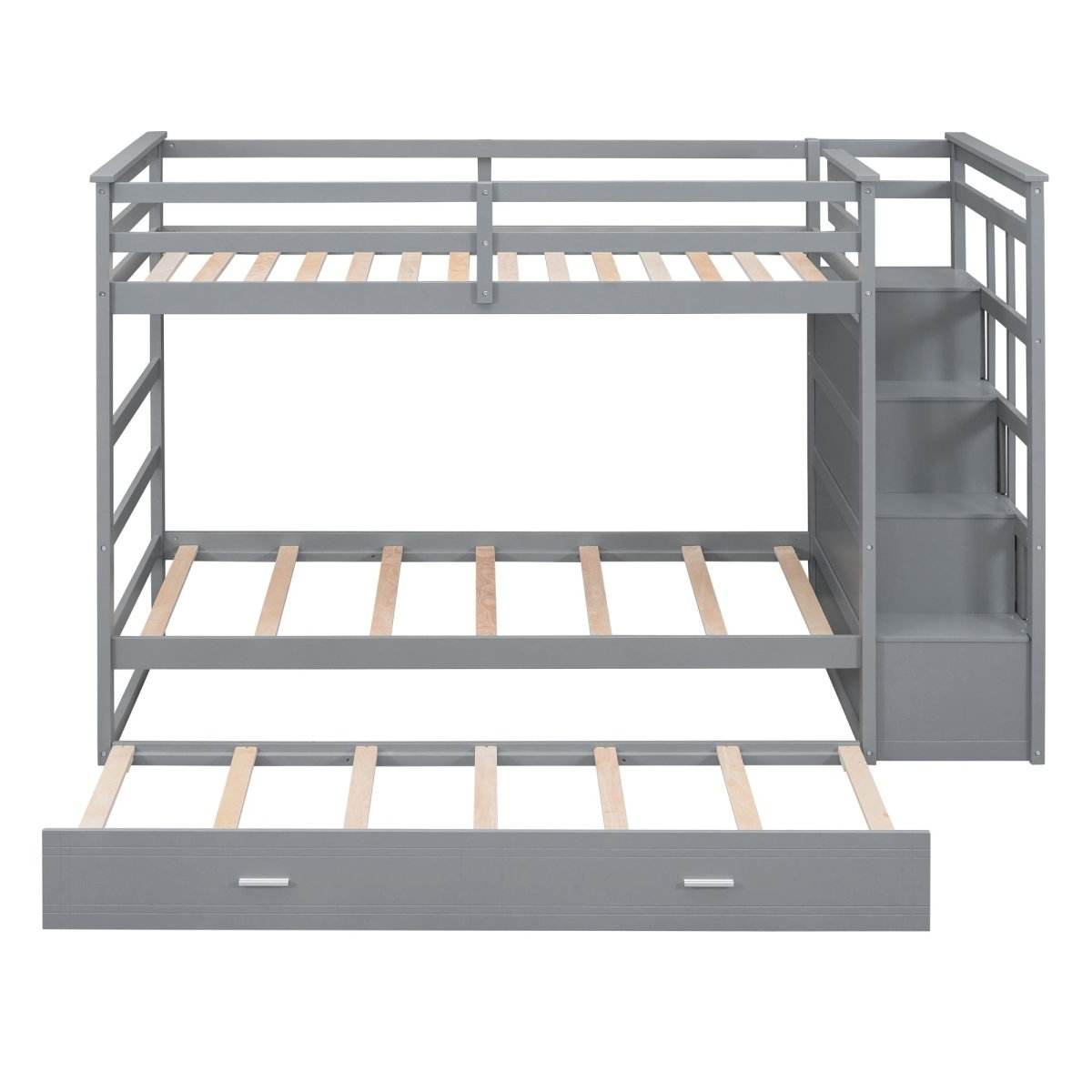 Twin-Over-Twin Solid Wood Bunk Bed With Trundle - Sleep Galleria